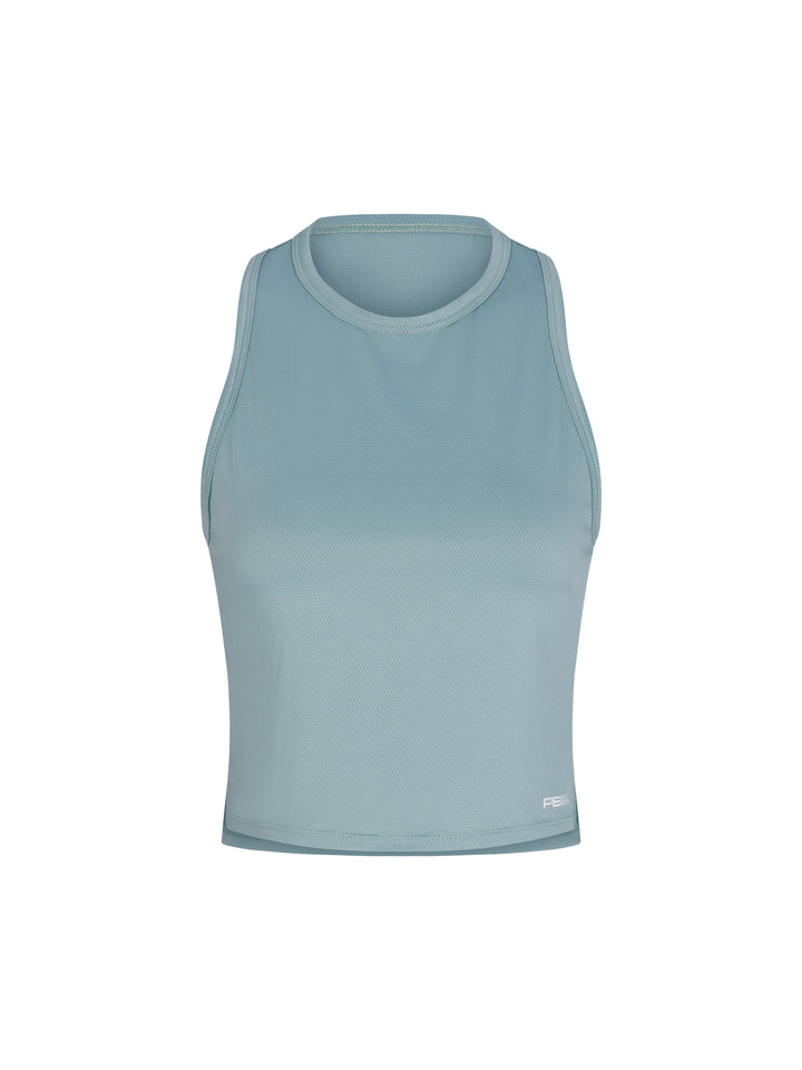 Arctic PB5star cropped racer back tank featuring a high-neck design and breathable fabric. A stylish and functional activewear piece designed for maximum comfort and performance on and off the pickleball court.