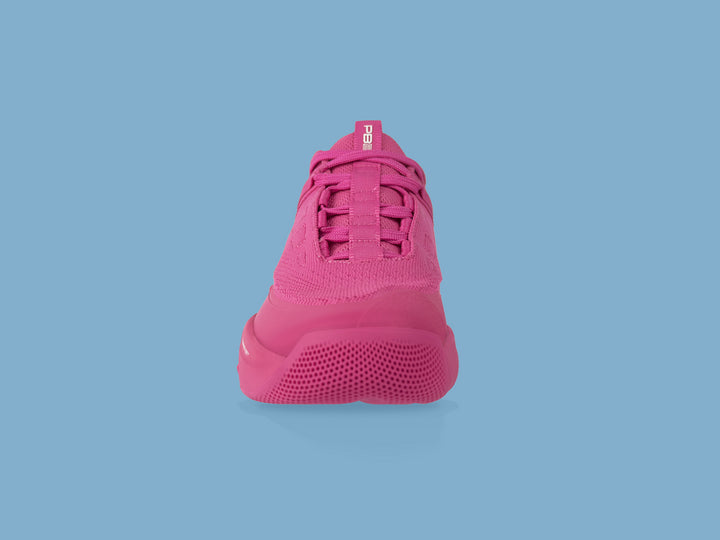 Front view of pink PB5star Court2 sneaker showcasing a breathable mesh upper, durable toe cap, and modern design.