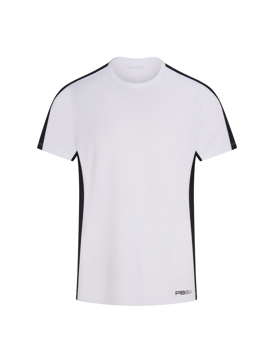 Men's Core Vented Tee front view in White. Small logo printed on lower left front.