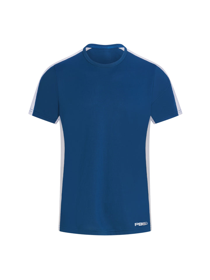 Men's Core Vented Tee front view in astral blue. Small logo printed on lower left front.