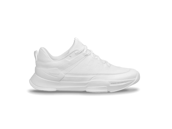 Women's White PB5star athletic sneaker with Dynamic Recovery Seat technology, designed for performance and comfort in pickleball and sports activities.