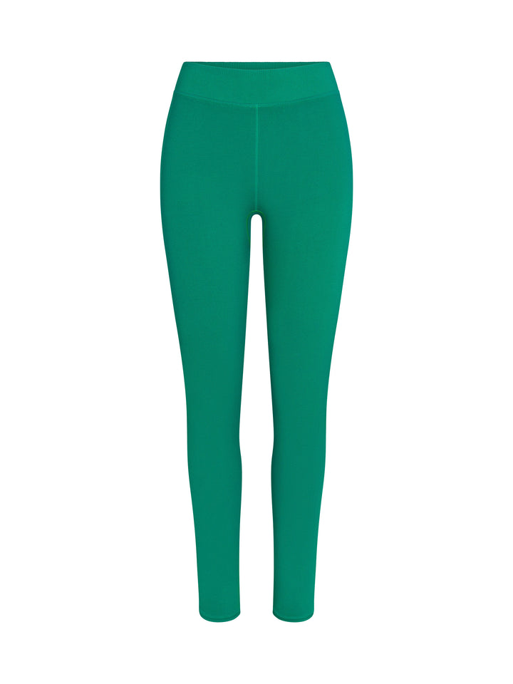 Women's 7/8 Seamless Compression Leggings front view in Jade