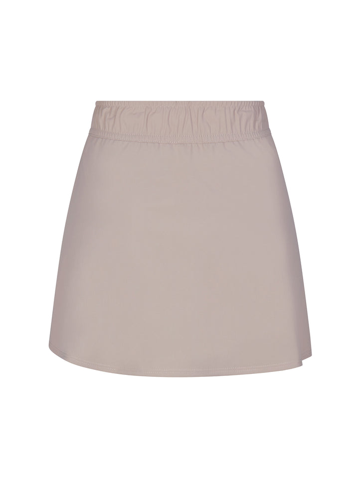 Women's Lightweight Wrap skirt back view in soft clay. 