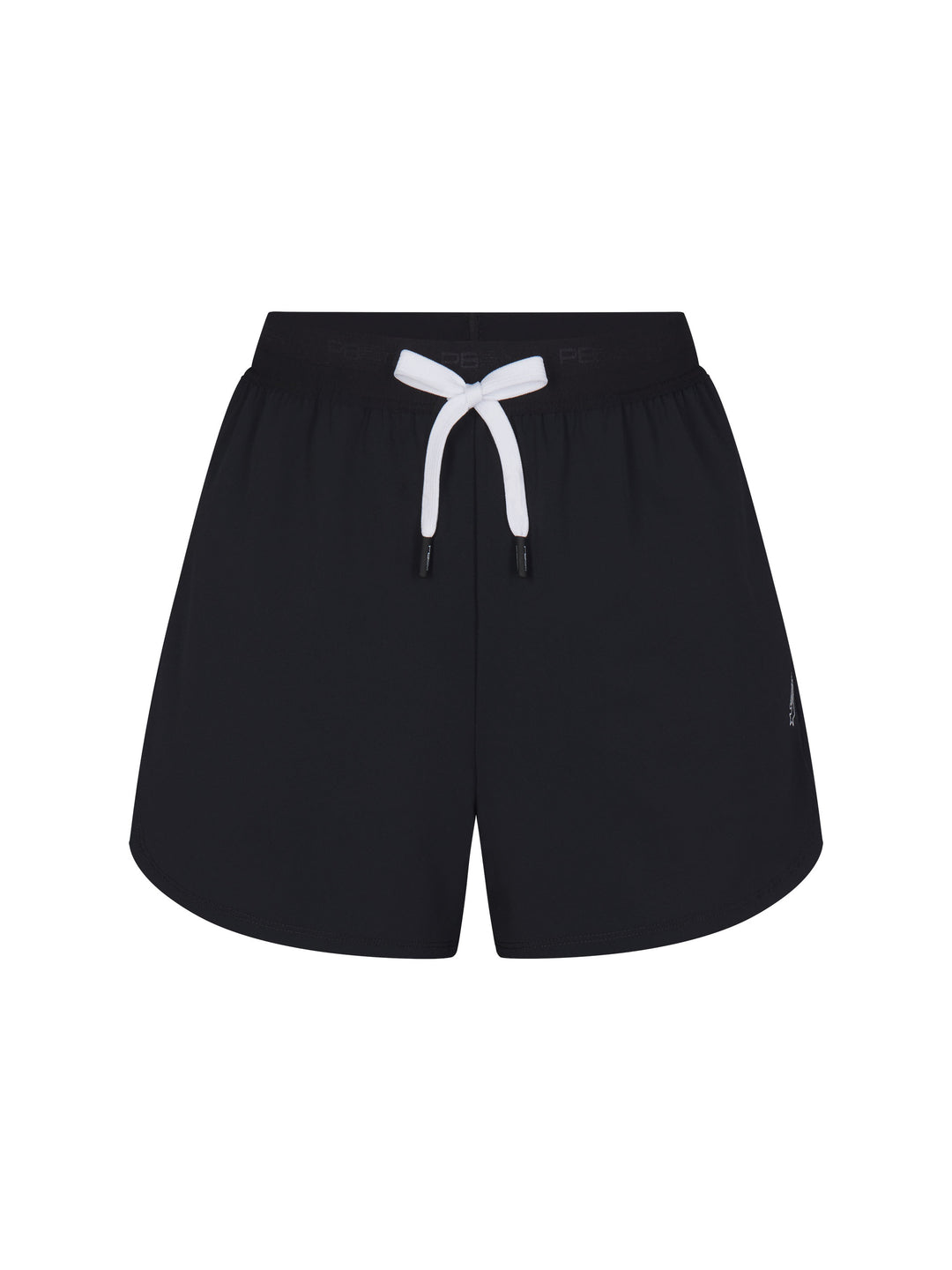 Women's Signature Court Short in black with white drawstring.