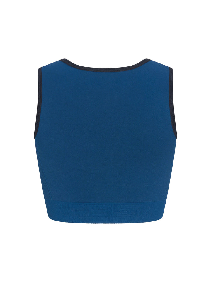 Compression Knit Sports Bra back view in Astral Blue